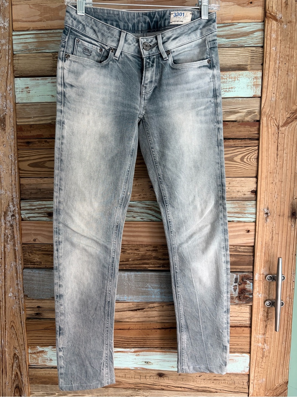G-Star RAW 3301 Jeans Size 25x32 Light Gray Wash Denim